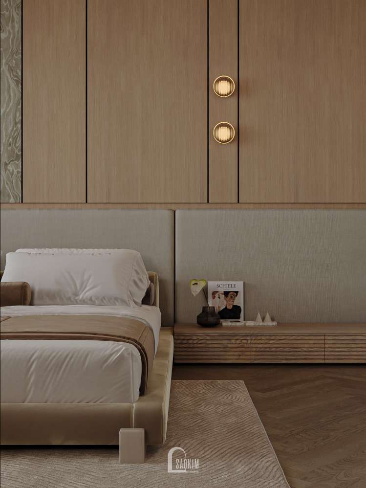 Thiết kế phòng ngủ con trai liền kề xẻ khe Ánh Dương khu đô thị Vinhomes Ocean Park 3 phong cách Contemporary mix Mid - Century